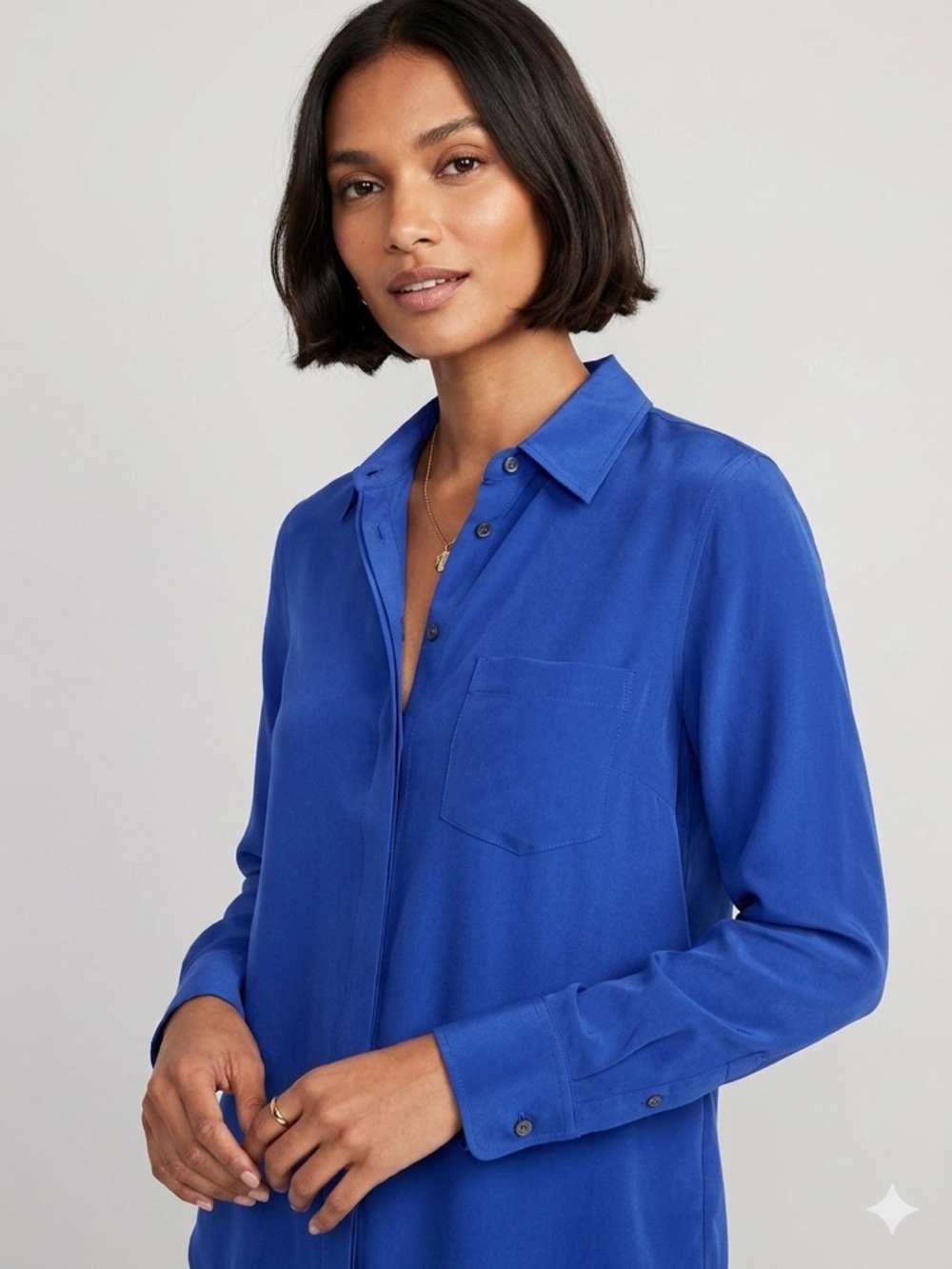 J. Crew Cobalt Blue Button-Up 100% silk Blouse